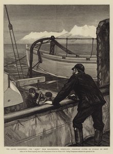 Die Arktische Expedition, die Alert nahe Holsteinborg, Grönland, Heckschneider oder Eisboot auf Kufen von Joseph Nash
