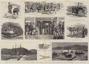 Das China-Geschwader in Port Hamilton, Korea, und in Port Arthur, der chinesischen Marinebasis