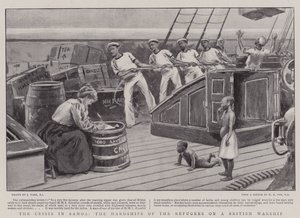 Die Krise in Samoa, die Härten der Flüchtlinge auf einem britischen Kriegsschiff von Joseph Nash