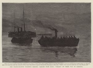 Der französisch-siamesische Grenzstreit, Matrosen von HMS Pallas auf dem Weg nach Bangkok
