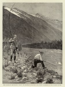 Der Besuch des deutschen Kaisers in Norwegen, sein erster Lachs im Oldenfluss
