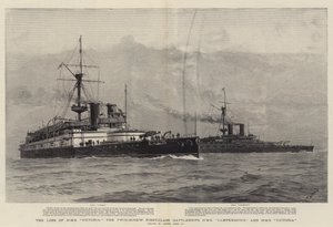 Der Verlust der HMS Victoria, die Doppelschrauben-Erstklassenschlachtschiffe HMS Camperdown und HMS Victoria