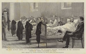 Der Krieg zwischen Serbien und Bulgarien, Krankenhaus für bulgarische Offiziere, eingerichtet in der protestantischen Kapelle von Prinz Alexander in Sofia