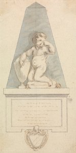 Grab: Weinender Cherub bei einer Urne