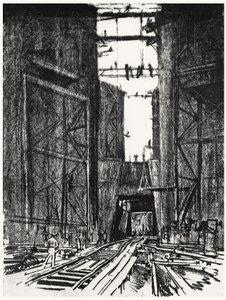 Am Boden der Gatun-Schleuse, Platte IV aus Der Panamakanal von Joseph Pennell, 1912