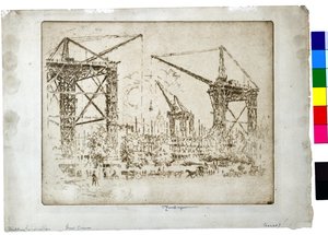 Bau der Kensington Great Cranes, ca. 1905 von Joseph Pennell