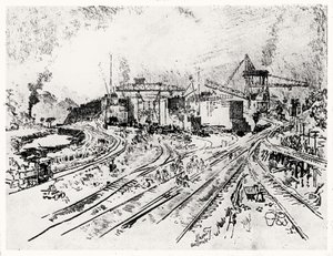 Bau der Miraflores-Schleuse, Platte XXI aus Der Panamakanal von Joseph Pennell, 1912 von Joseph Pennell