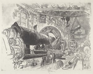 Eine große Kanone schneiden und drehen von Joseph Pennell