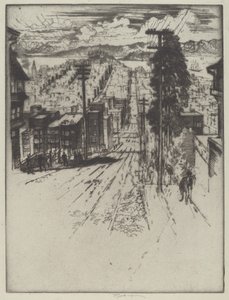 Hinunter und hinauf die Hügel zur Bucht, San Francisco von Joseph Pennell