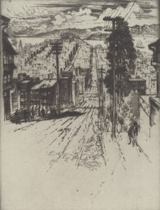 Hinunter und hinauf die Hügel zur Bucht, San Francisco, 1912 von Joseph Pennell