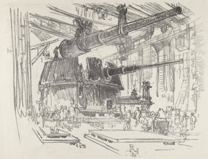 Montage von Geschützen in Türmen, 1916 von Joseph Pennell