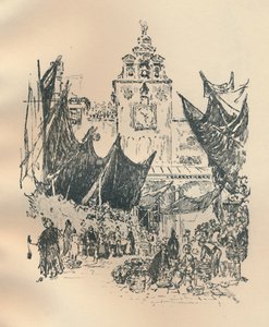 Blumenmarkt, Venedig, spätes 19. - frühes 20. Jahrhundert, 1925 von Joseph Pennell