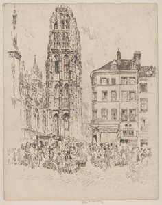 Blumenmarkt und Butterturm, Rouen von Joseph Pennell