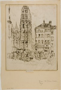 Blumenmarkt und Butterturm, Rouen von Joseph Pennell