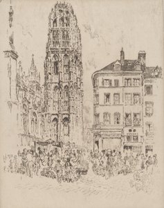 Blumenmarkt und Butterturm, Rouen, 1907 von Joseph Pennell