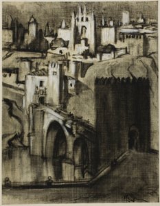Es sind Palastgassen, die sich um den Hang terrassieren, Toledo von Joseph Pennell