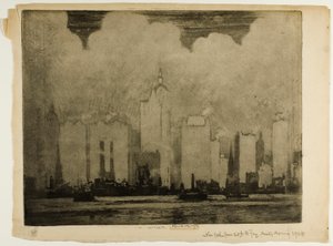 N.Y. von der 23. St. Fähre—Im Morgennebel von Joseph Pennell