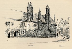 Altes Charterhouse: Außenfassade des Waschhaushofs mit dem inneren Tor, 1886