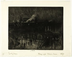 Regnerische Nacht, Charing Cross Station von Joseph Pennell