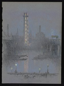 Schutzturm mit Nachtlichtern, vom Embankment