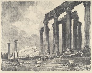 Die Akropolis vom Tempel des Jupiter, Athen, 1913 von Joseph Pennell