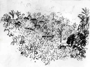 Das amerikanische Dorf, Platte X aus Der Panamakanal von Joseph Pennell, 1912 von Joseph Pennell