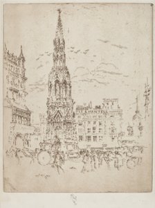 Das Elinor-Kreuz, vor dem Bahnhof Charing Cross von Joseph Pennell