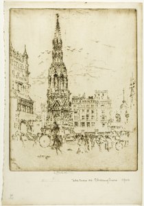 Das Elinor-Kreuz vor dem Bahnhof Charing Cross von Joseph Pennell