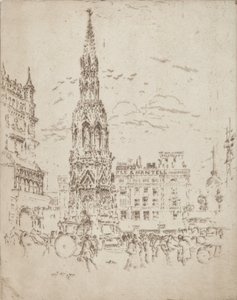 Das Elinor-Kreuz vor dem Bahnhof Charing Cross, 1906 von Joseph Pennell