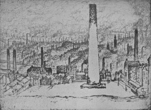 Der Große Schornstein, Bradford, 1909 von Joseph Pennell
