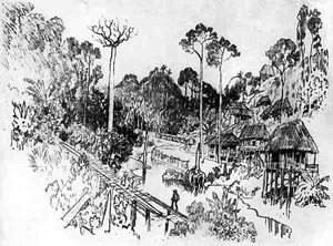 Das einheimische Dorf, Platte IX aus Der Panamakanal von Joseph Pennell, 1912