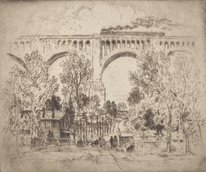 Das Viadukt, D., L. & W. in Nicholson, Pa. von Joseph Pennell