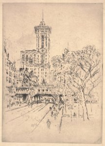 Times Building und 42nd Street von Joseph Pennell
