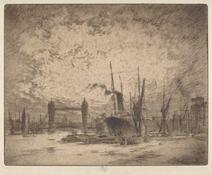 Tower Bridge, Abend von Joseph Pennell
