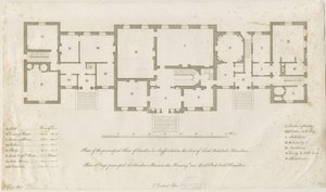 Sandon Hall - Plan des Hauptgeschosses: Gravur, undatiert [1769-1771]