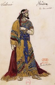 Herodes Antipas, Skizze von Joseph Porphyre Pinchon (1871-1953) für Salome, von Richard Strauss (1864-1949), aufgeführt in der Oper Garnier in Paris, 3. Mai von Joseph Porphyre Pinchon