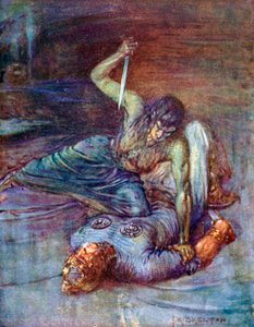 Sie warf ihn zu Boden und kniete auf seiner Brust