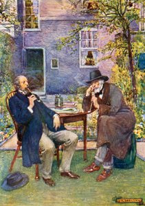 Carlyle (rechts) und Tennyson im Gespräch und beim Rauchen von Joseph Ratcliffe Skelton