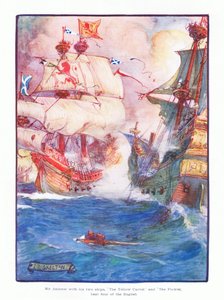 Sir Andrew besiegte mit seinen beiden Schiffen, der Yellow Carvel und der Flower, fünf der englischen Schiffe von Joseph Ratcliffe Skelton