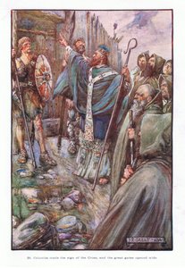 Der heilige Columba machte das Zeichen des Kreuzes, und die großen Tore öffneten sich weit von Joseph Ratcliffe Skelton