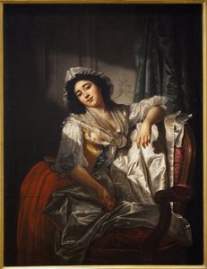 Porträt von Madame Sermet oder die Rose und der Knopf. Gemälde von Joseph Roques (1754-1847), Öl auf Leinwand um 1788. Französische Kunst.