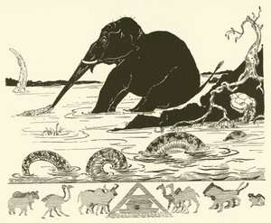 Das Elefantenkind, das von dem Krokodil an der Nase gezogen wird von Joseph Rudyard (after) Kipling