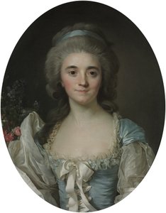 Porträt der Comtesse de Provence (1753-1810), halbe Länge, in einem türkisfarbenen Kleid mit weißer Spitze und Band von Joseph Siffred Duplessis