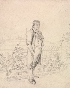 Eine Skizze von Sir Walter Scott in einem Garten von Joseph Slater