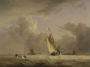 Fischkutter und andere Schiffe bei starkem Wind