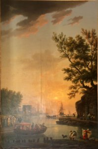Der Eingang zu einem Hafen bei ruhigem Wetter von Claude Joseph Vernet