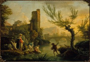 Landschaft mit Wäscherinnen, 1763 von Joseph Vernet