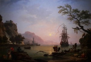 Ansicht eines Hafens am Morgen (Der Morgen) von Claude Joseph Vernet