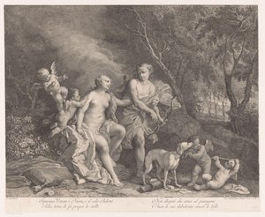 Venus und Adonis als Liebende mit vier Putti von Joseph Wagner (possibly)