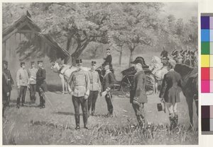 Kaiser Franz Joseph I. und Kaiser Wilhelm II. auf dem Rendezvousplatz in Totis von Joseph Walter